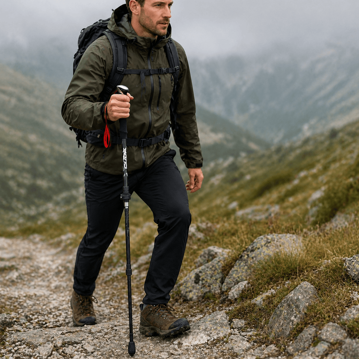 Bâton de randonnée pliable ultraléger compact et facile à transporter