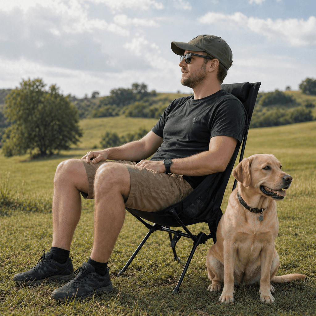 Chaise camping pliante avec appui-tête légère et confortable