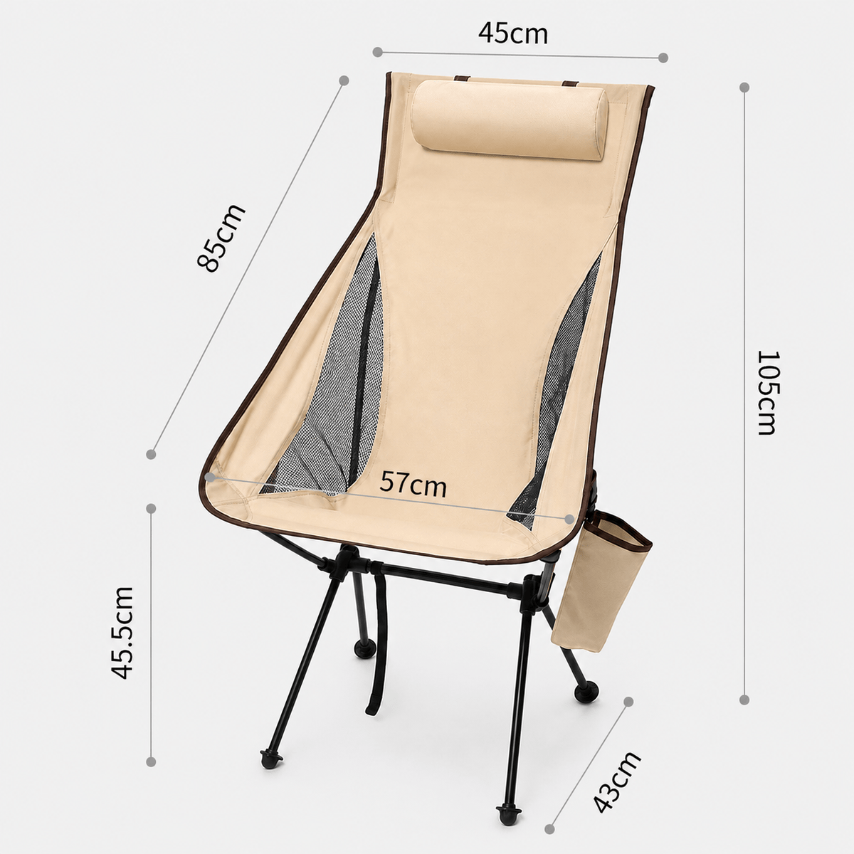 Chaise camping pliante avec appui-tête légère et confortable