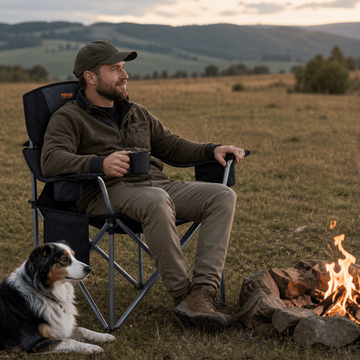Chaise camping pliante avec dossier rembourré confort