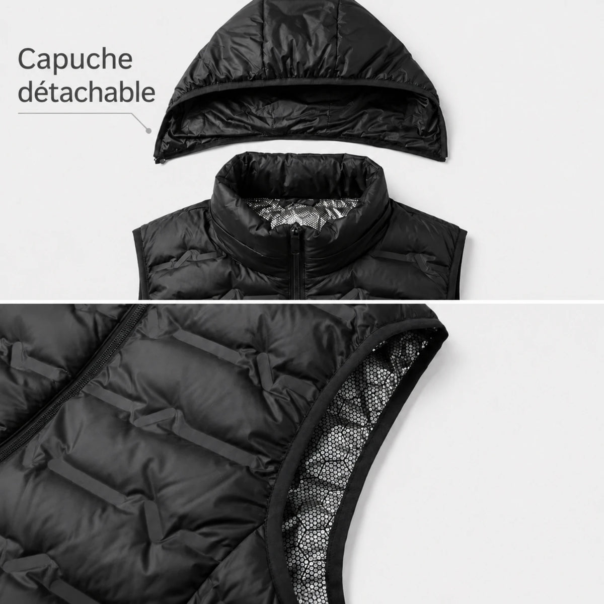 Doudoune sans manches à capuche