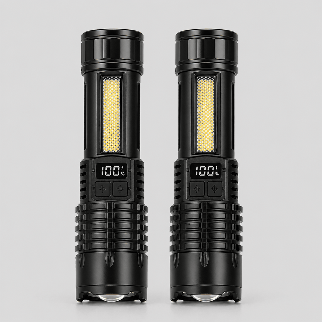 Lampe torche LED puissante avec éclairage latéral