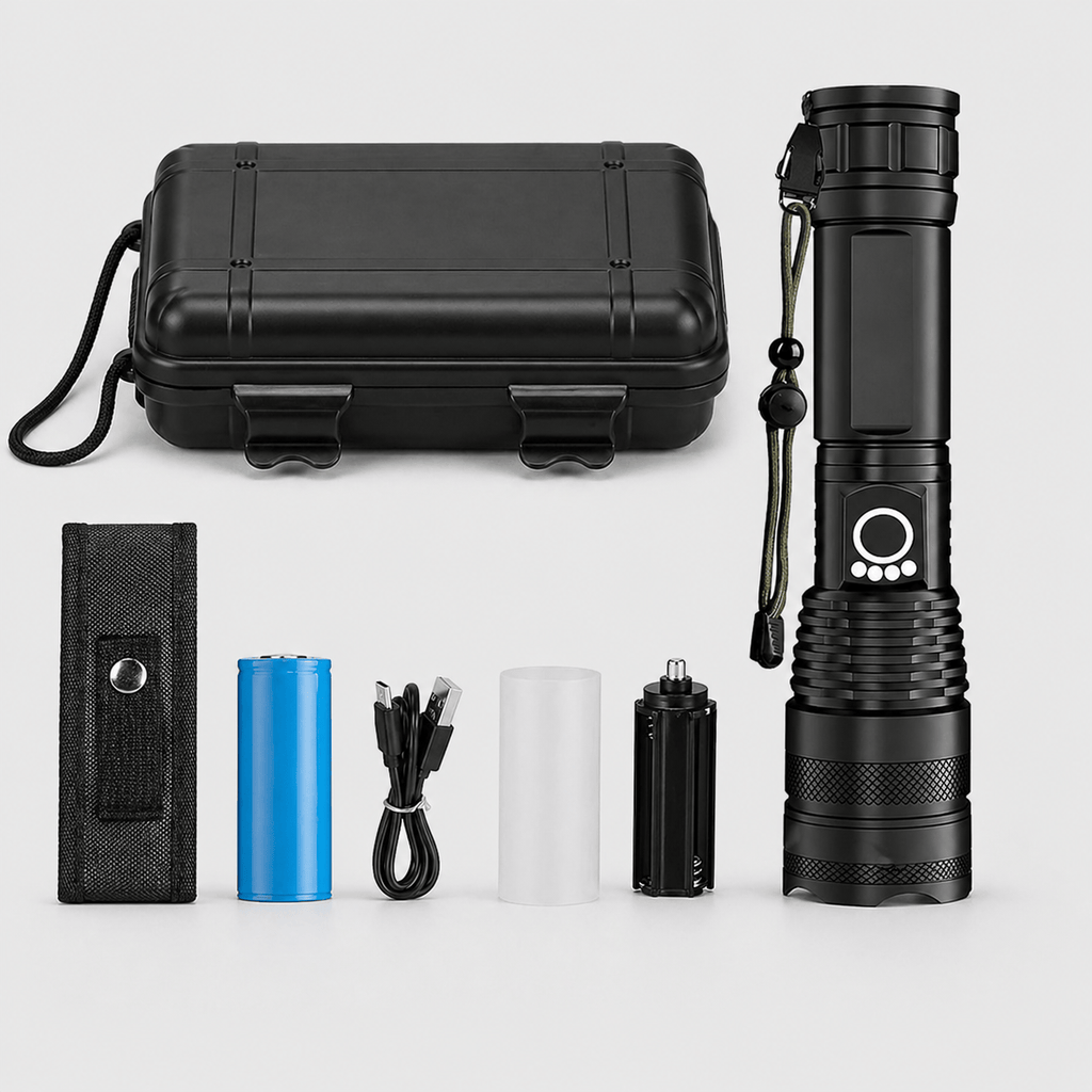 Lampe torche rechargeable à zoom réglable éclairage puissant
