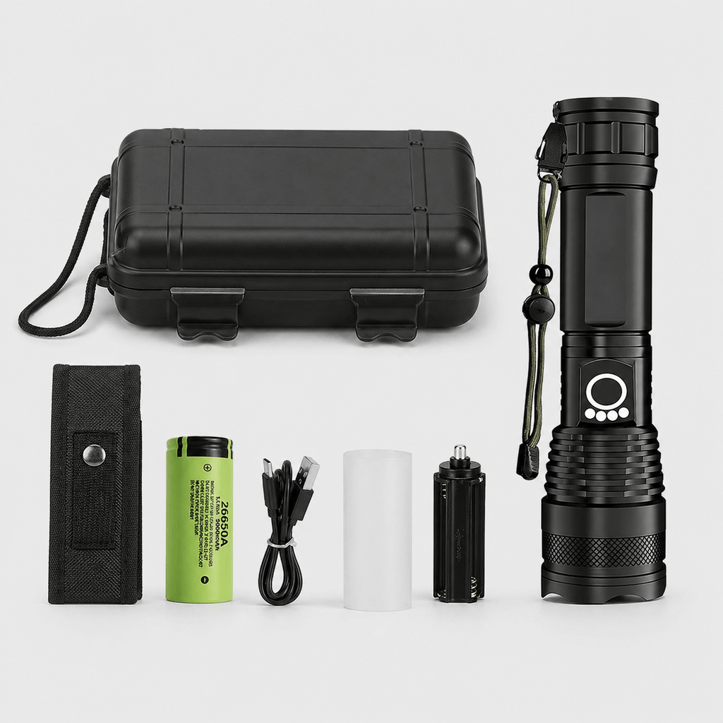 Lampe torche rechargeable à zoom réglable éclairage puissant