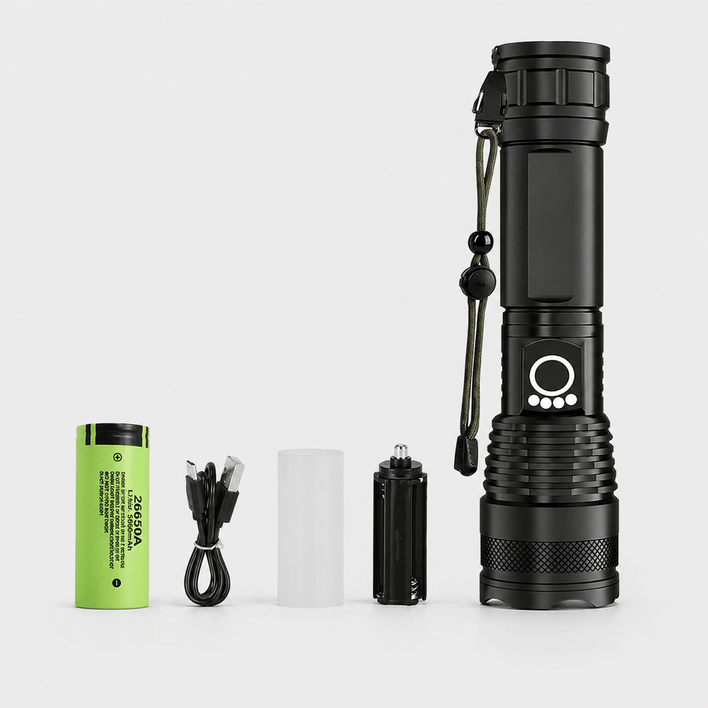 Lampe torche rechargeable à zoom réglable éclairage puissant