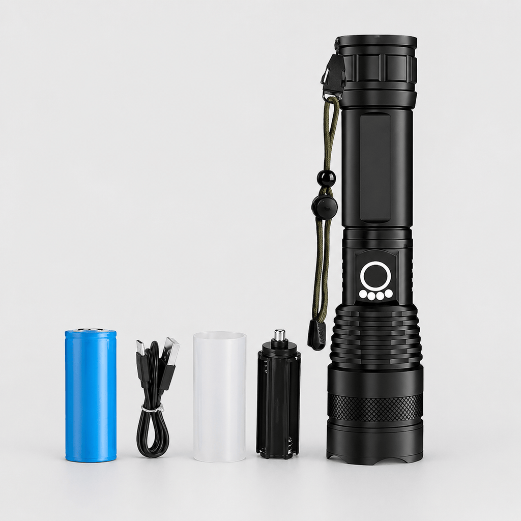 Lampe torche rechargeable à zoom réglable éclairage puissant
