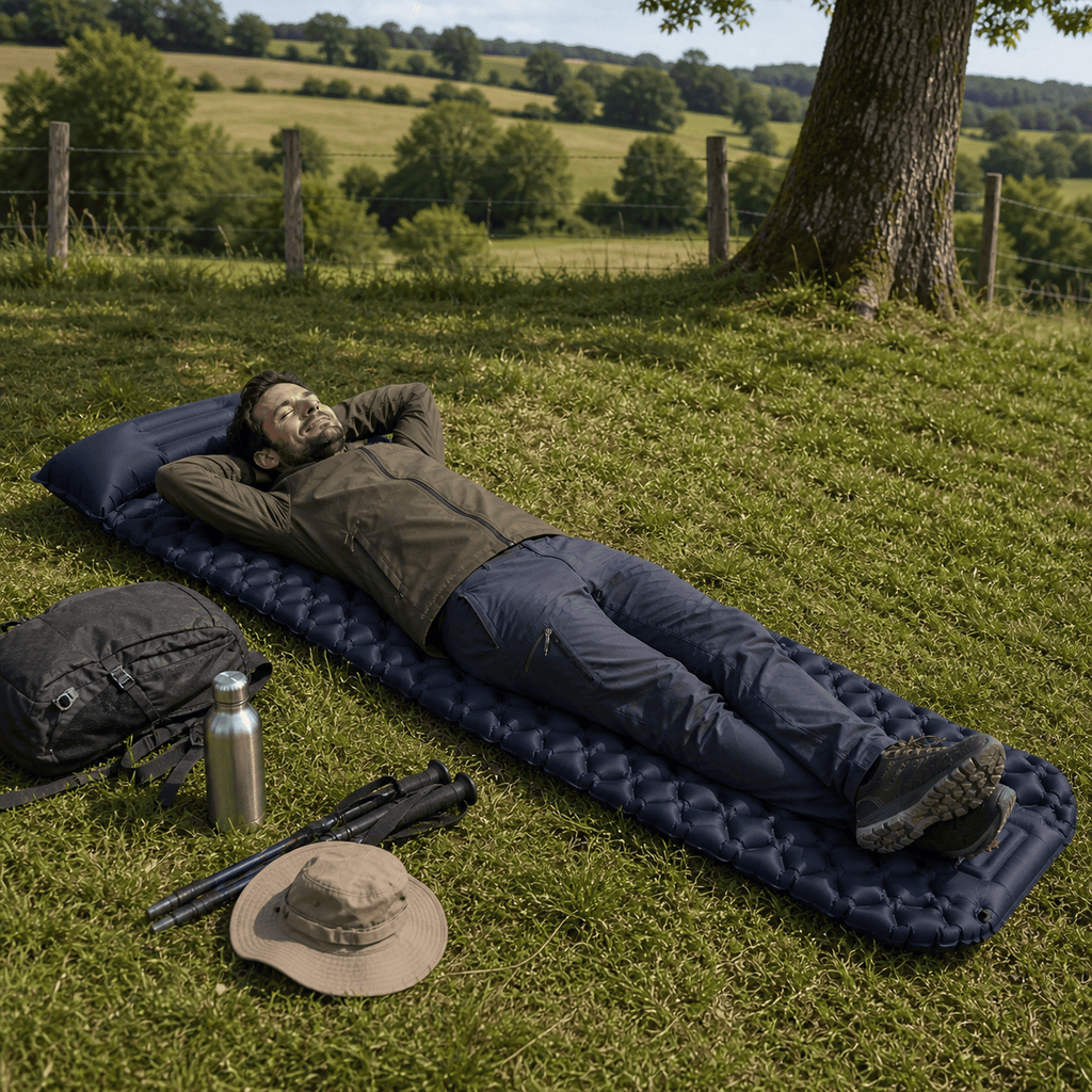 Matelas gonflable ultraléger avec oreiller et pompe intégrée