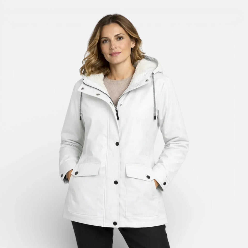 Rando hiking spirit Blanc cassé / S Veste imperméable coupe-vent avec capuche pour femme
