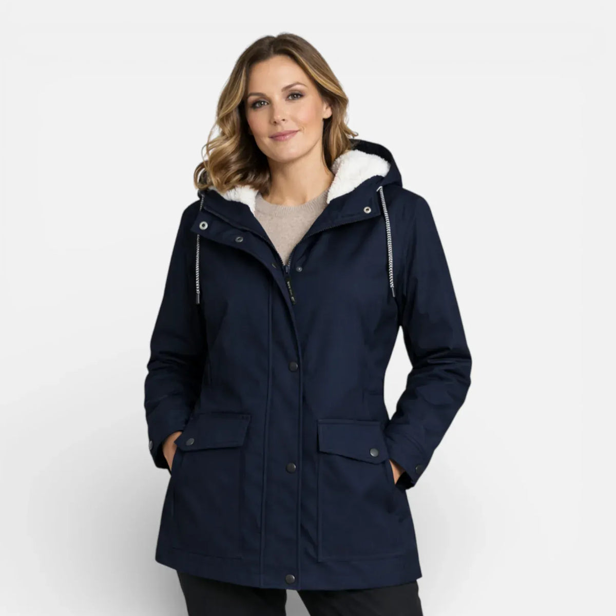 Rando hiking spirit Bleu foncé / S Veste imperméable coupe-vent avec capuche pour femme