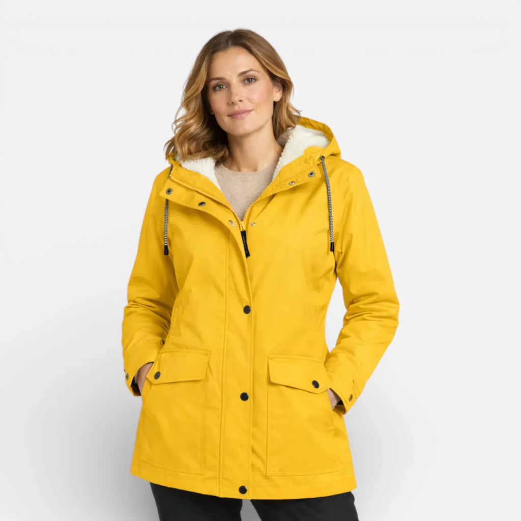 Rando hiking spirit Jaune orangé / S Veste imperméable coupe-vent avec capuche pour femme