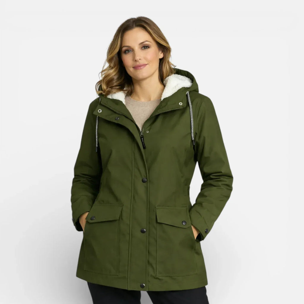 Rando hiking spirit Vert militaire / S Veste imperméable coupe-vent avec capuche pour femme