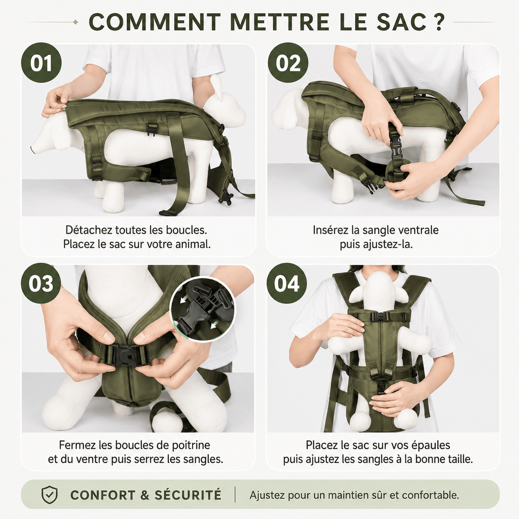 Sac de transport animal à mains libres pour chien et chat