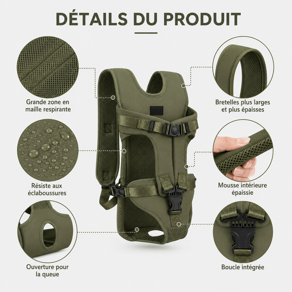Sac de transport animal à mains libres pour chien et chat