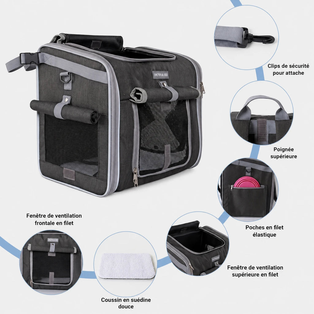 cola sombre Sac vélo pour chien et chat