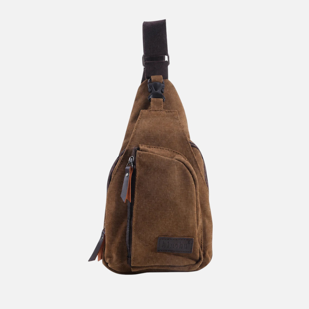Marron café / 30cm<Longueur maximale<50cm Sacoche bandoulière homme en toile vintage