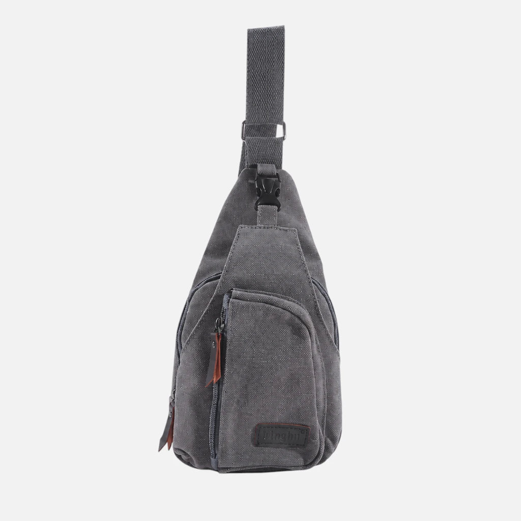 gris taupe chaud / 30cm<Longueur maximale<50cm Sacoche bandoulière homme en toile vintage