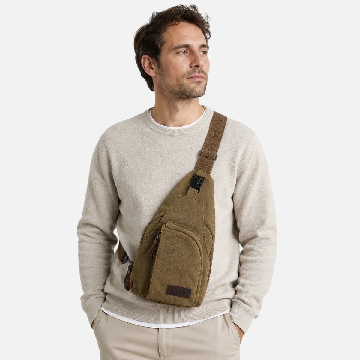 Sacoche bandoulière homme en toile vintage