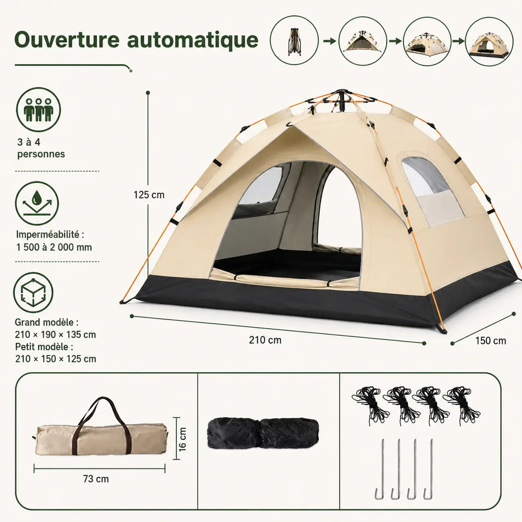 Tente Tente Pop Up 4 Places Ouverture Automatique Camping